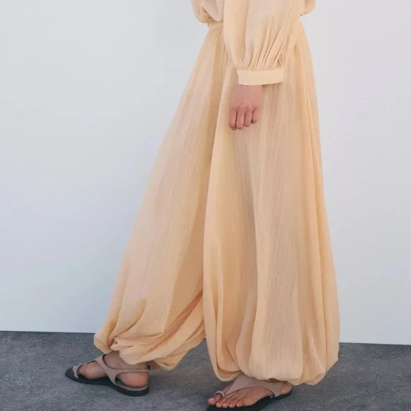 Zara Cream Wide-Leg Pants